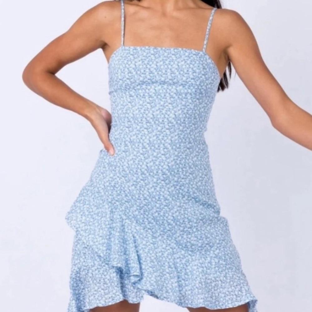 Princess Polly Blue floral dress open tie back spring dress Women’s Size 2